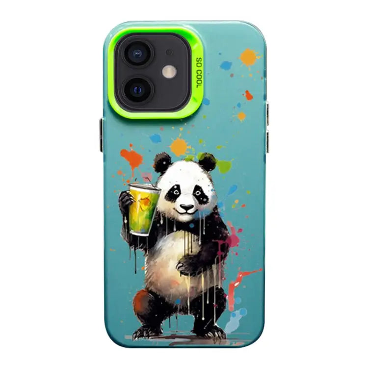 Color Ink Frosted PC + TPU Phone Case For iPhone 11 - For iPhone 11 / Giant Panda - Apple Accessories