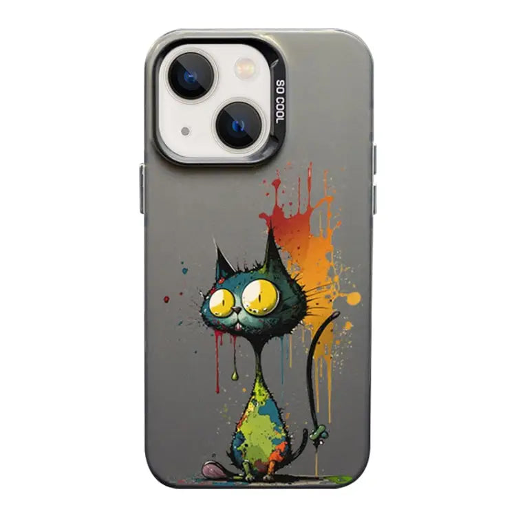 Color Ink Frosted PC + TPU Phone Case For iPhone 13 - For iPhone 13 / Big Eyed Cat - Apple Accessories