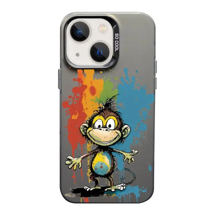 Color Ink Frosted PC + TPU Phone Case For iPhone 13 - For iPhone 13 / Colored Ink Monkey - Apple Accessories