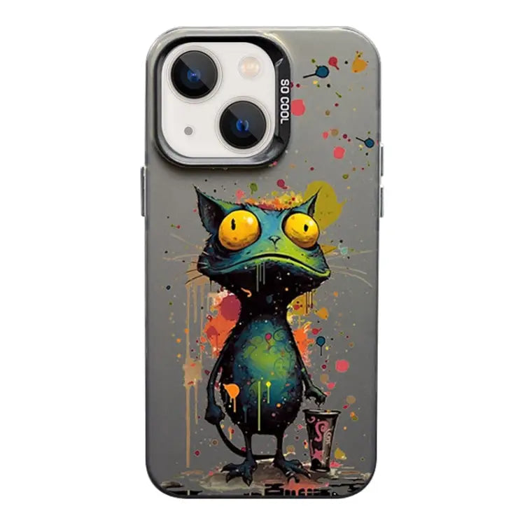 Color Ink Frosted PC + TPU Phone Case For iPhone 13 - For iPhone 13 / Frog - Apple Accessories