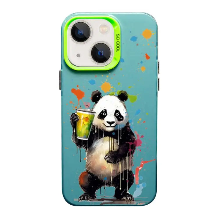 Color Ink Frosted PC + TPU Phone Case For iPhone 13 - For iPhone 13 / Giant Panda - Apple Accessories
