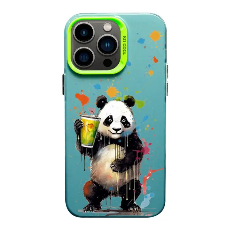 Color Ink Frosted PC + TPU Phone Case For iPhone 13 Pro - For iPhone 13 Pro / Giant Panda - Apple Accessories