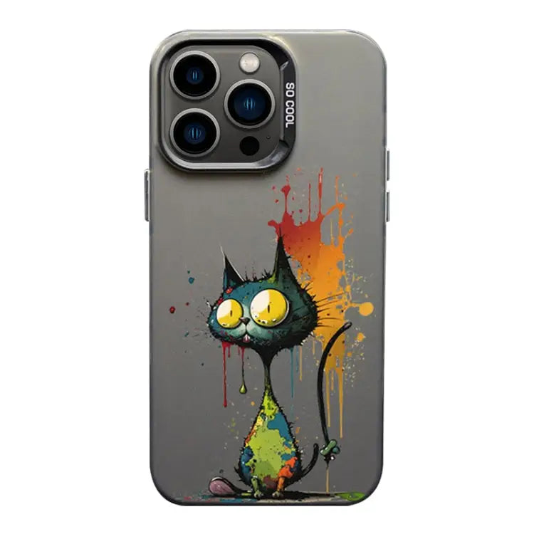 Color Ink Frosted PC + TPU Phone Case For iPhone 13 Pro Max - For iPhone 13 Pro Max / Big Eyed Cat - Apple Accessories
