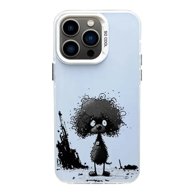 Color Ink Frosted PC + TPU Phone Case For iPhone 13 Pro Max - For iPhone 13 Pro Max / Curl Teddy - Apple Accessories