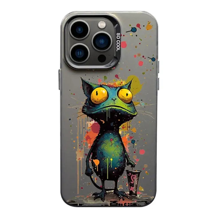 Color Ink Frosted PC + TPU Phone Case For iPhone 13 Pro Max - For iPhone 13 Pro Max / Frog - Apple Accessories