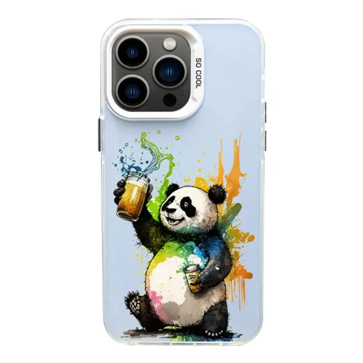 Color Ink Frosted PC + TPU Phone Case For iPhone 13 Pro Max - For iPhone 13 Pro Max / Toast Panda - Apple Accessories