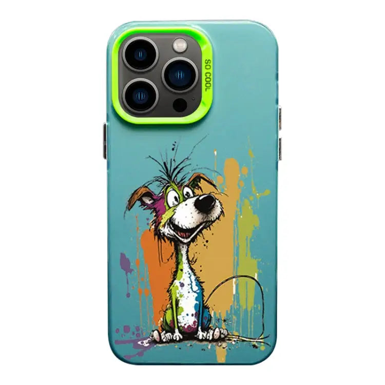 Color Ink Frosted PC + TPU Phone Case For iPhone 13 Pro - For iPhone 13 Pro / Silly Dog - Apple Accessories