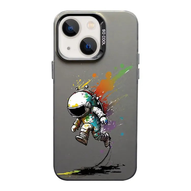 Color Ink Frosted PC + TPU Phone Case For iPhone 13 - For iPhone 13 / Running Astronaut - Apple Accessories