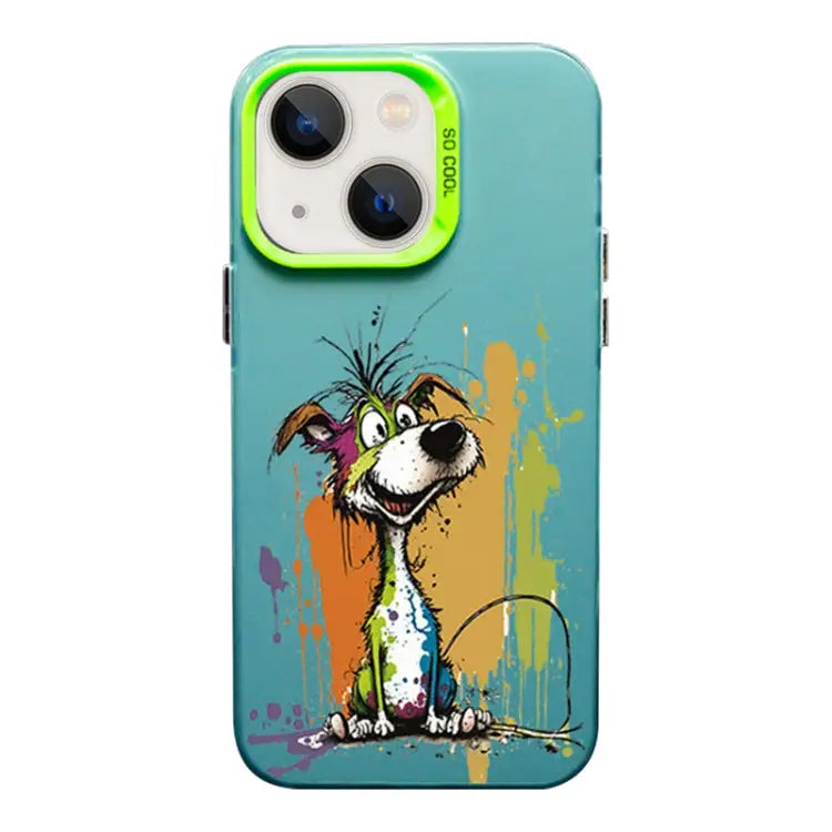 Color Ink Frosted PC + TPU Phone Case For iPhone 13 - For iPhone 13 / Silly Dog - Apple Accessories