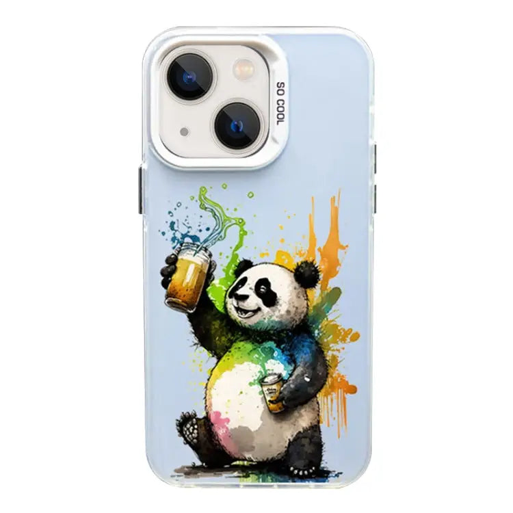 Color Ink Frosted PC + TPU Phone Case For iPhone 13 - For iPhone 13 / Toast Panda - Apple Accessories