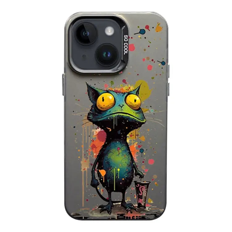 Color Ink Frosted PC + TPU Phone Case For iPhone 14 Plus - For iPhone 14 Plus / Frog - Apple Accessories