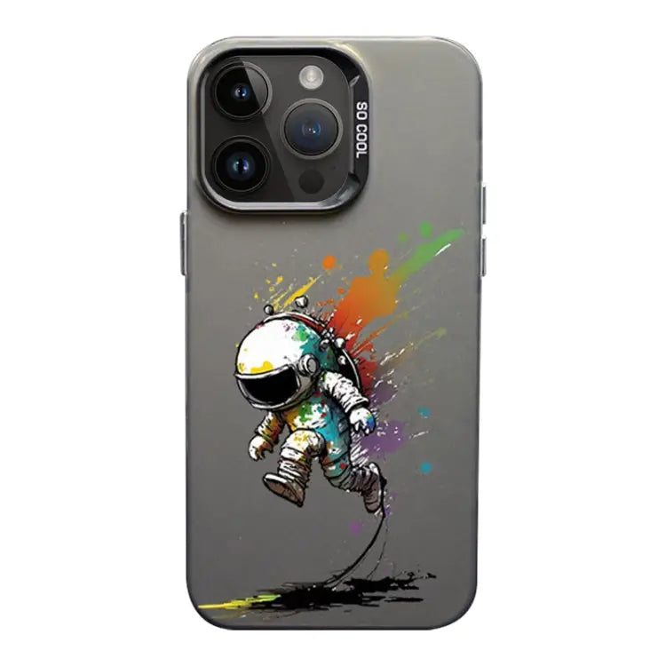 Color Ink Frosted PC + TPU Phone Case For iPhone 14 Pro Max - For iPhone 14 Pro Max / Running Astronaut - Apple