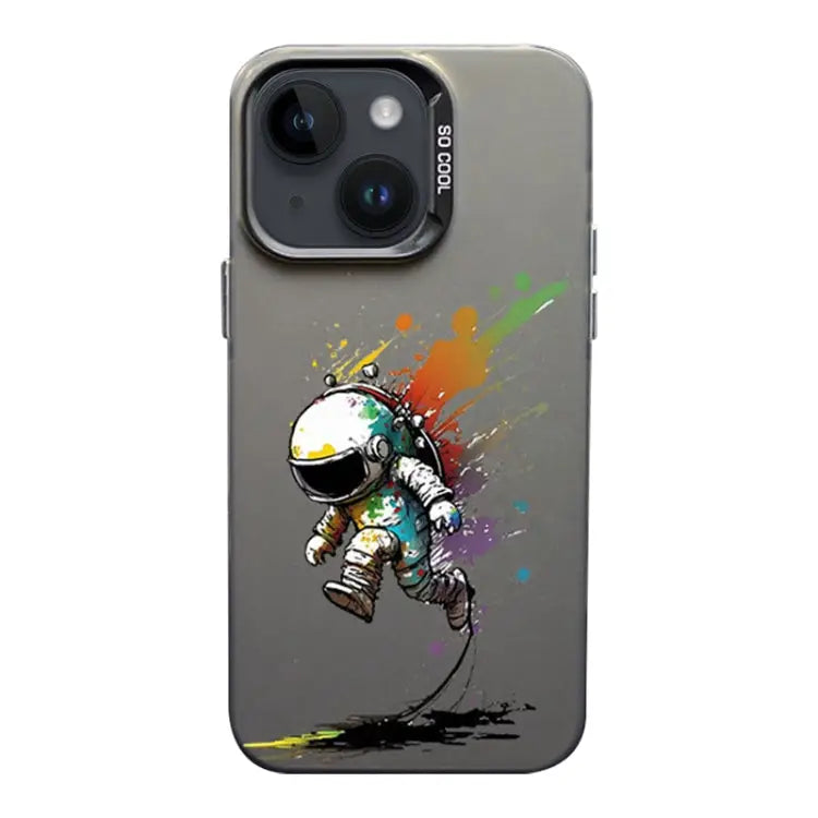 Color Ink Frosted PC + TPU Phone Case For iPhone 14 - For iPhone 14 / Running Astronaut - Apple Accessories