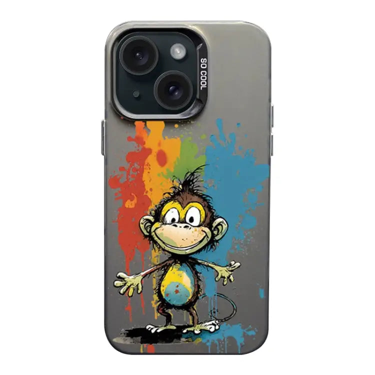 Color Ink Frosted PC + TPU Phone Case For iPhone 15 Plus - For iPhone 15 Plus / Colored Ink Monkey - Apple Accessories