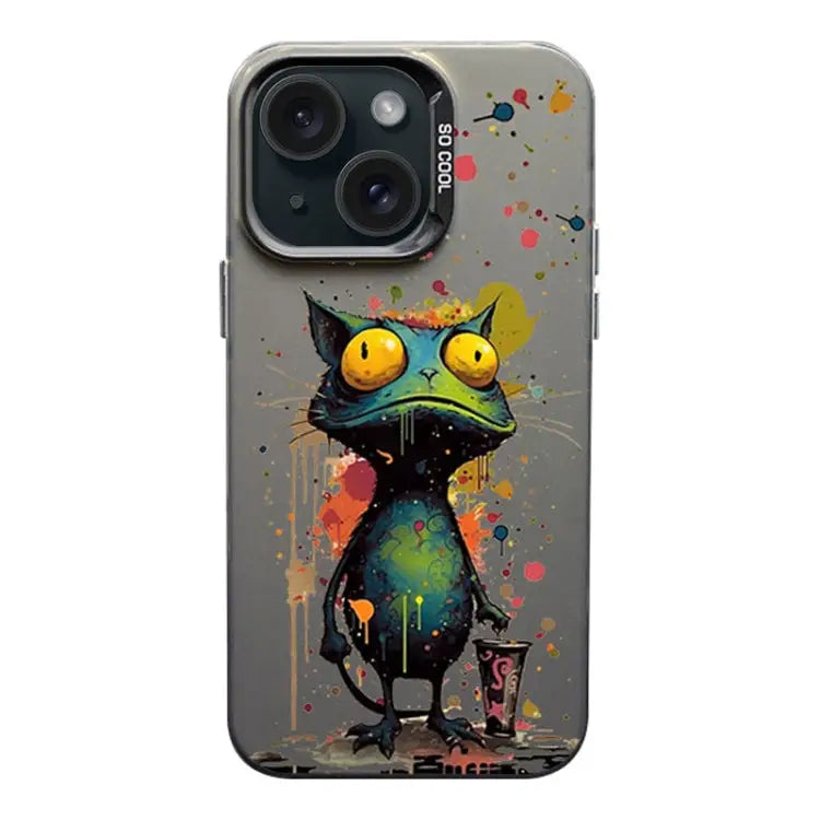 Color Ink Frosted PC + TPU Phone Case For iPhone 15 Plus - For iPhone 15 Plus / Frog - Apple Accessories