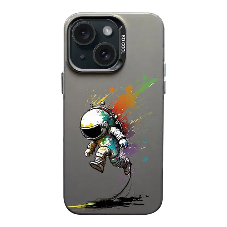 Color Ink Frosted PC + TPU Phone Case For iPhone 15 Plus - For iPhone 15 Plus / Running Astronaut - Apple Accessories