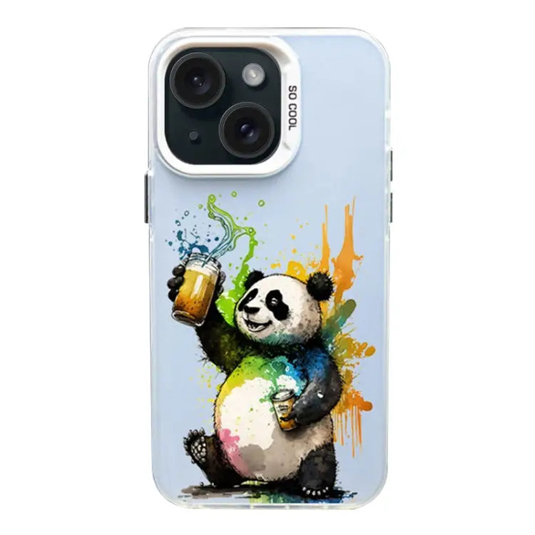 Color Ink Frosted PC + TPU Phone Case For iPhone 15 Plus - For iPhone 15 Plus / Toast Panda - Apple Accessories