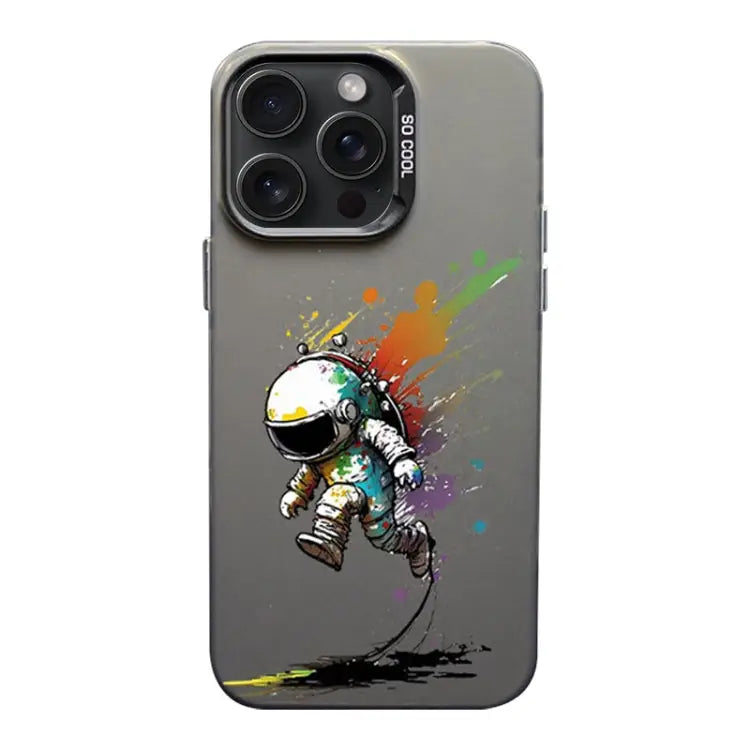 Color Ink Frosted PC + TPU Phone Case For iPhone 15 Pro - For iPhone 15 Pro / Running Astronaut - Apple Accessories