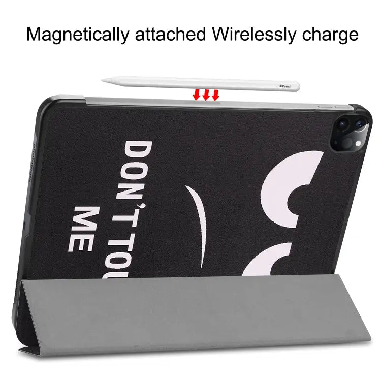 Colored Drawing Horizontal Flip PC + PU Leather Case with Three-folding Holder & Sleep / Wake-up Function For iPad Pro