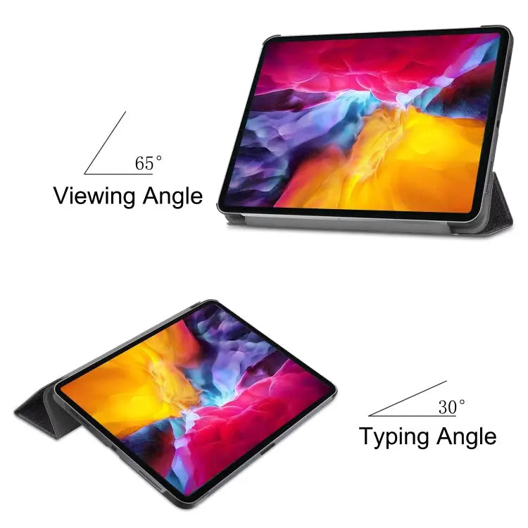 Colored Drawing Horizontal Flip PC + PU Leather Case with Three-folding Holder & Sleep / Wake-up Function For iPad Pro