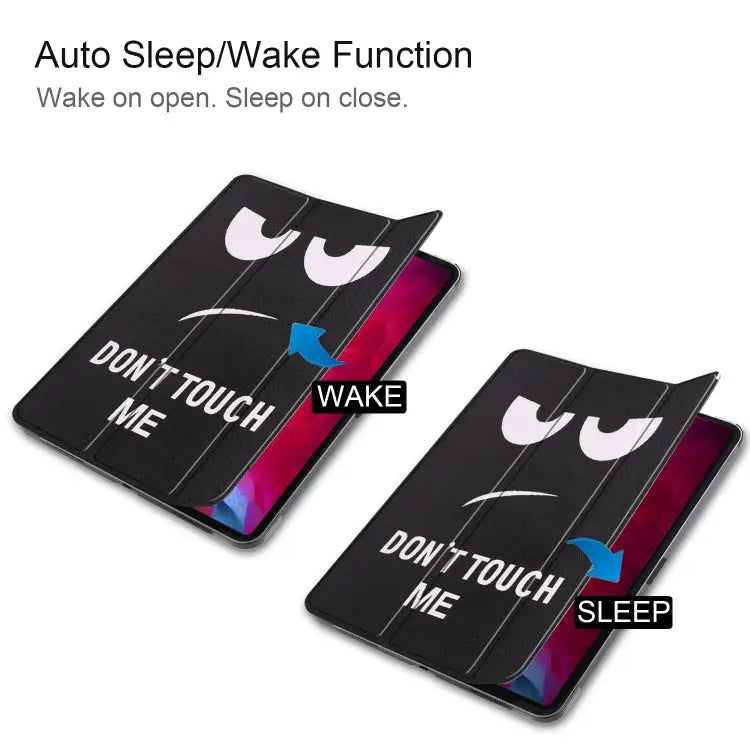 Colored Drawing Horizontal Flip PC + PU Leather Case with Three-folding Holder & Sleep / Wake-up Function For iPad Pro
