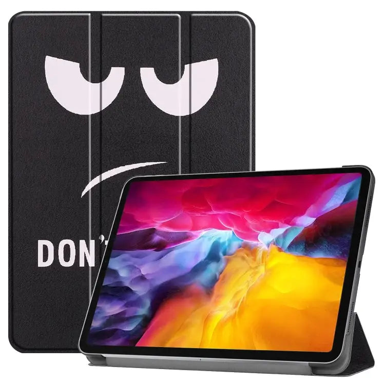Colored Drawing Horizontal Flip PC + PU Leather Case with Three-folding Holder & Sleep / Wake-up Function For iPad Pro
