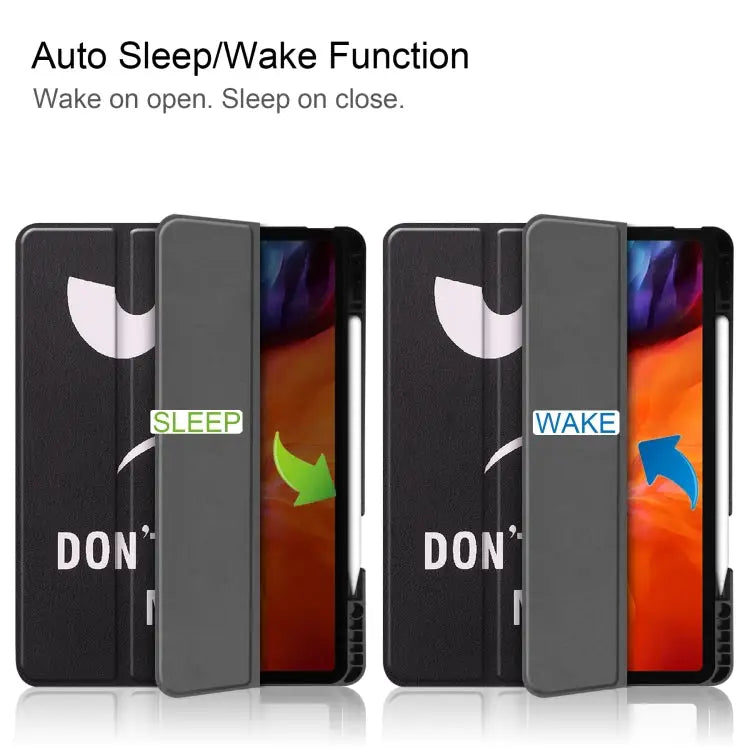 Colored Drawing Horizontal Flip TPU + PU Leather Case with Three-folding Holder & Sleep / Wake-up Function & Pen Slot
