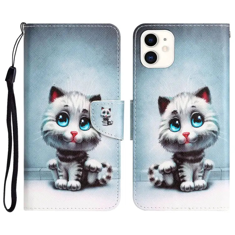 Colored Drawing Leather Phone Case For iPhone 11 - For iPhone 11 / Blue Eyes - Apple Accessories