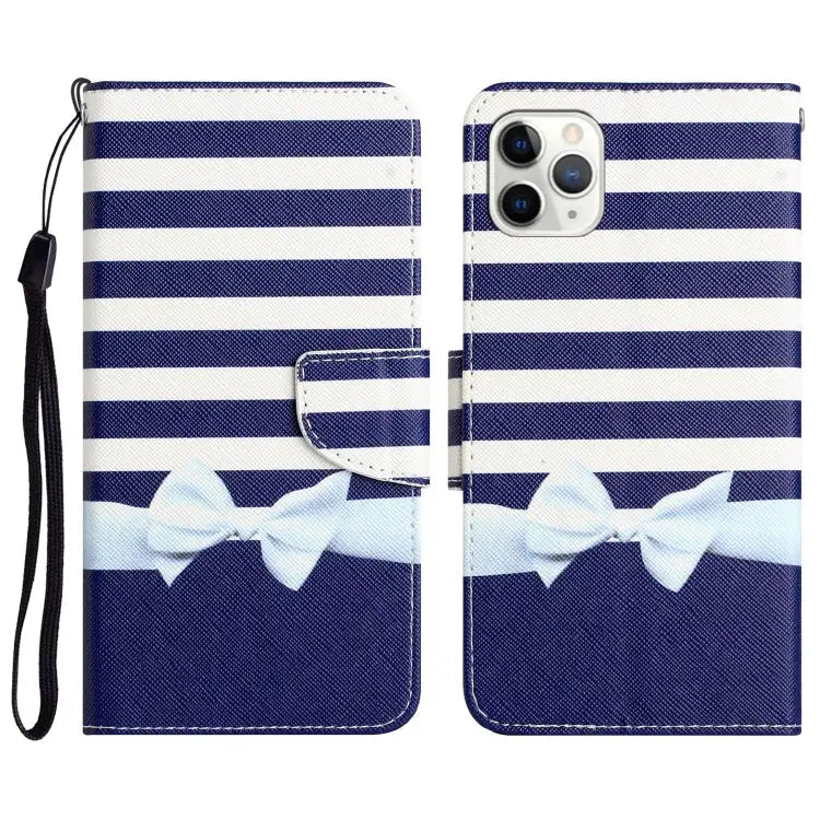 Colored Drawing Leather Phone Case For iPhone 11 Pro - For iPhone 11 Pro / Bow Knot - Apple Accessories