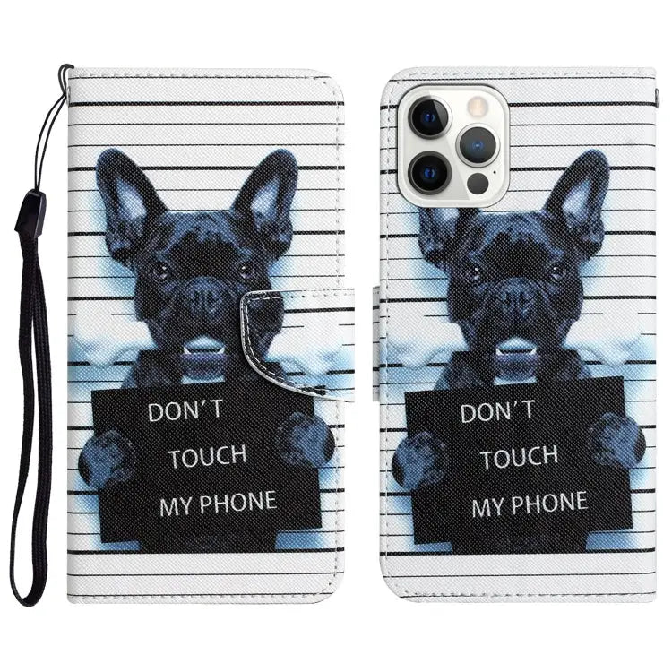 Colored Drawing Leather Phone Case For iPhone 11 Pro Max - For iPhone 11 Pro Max / Black Dog - Apple Accessories