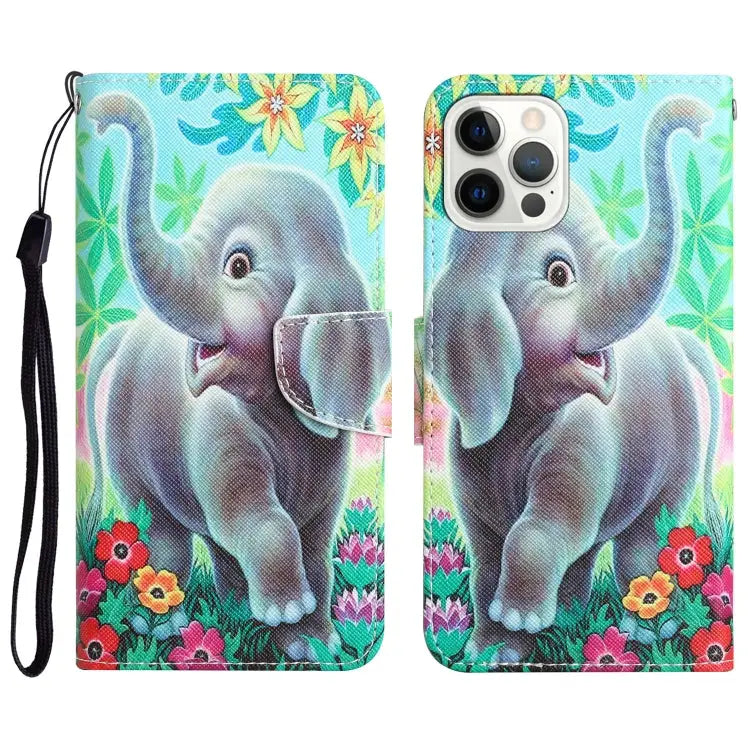 Colored Drawing Leather Phone Case For iPhone 11 Pro Max - For iPhone 11 Pro Max / Elephant - Apple Accessories