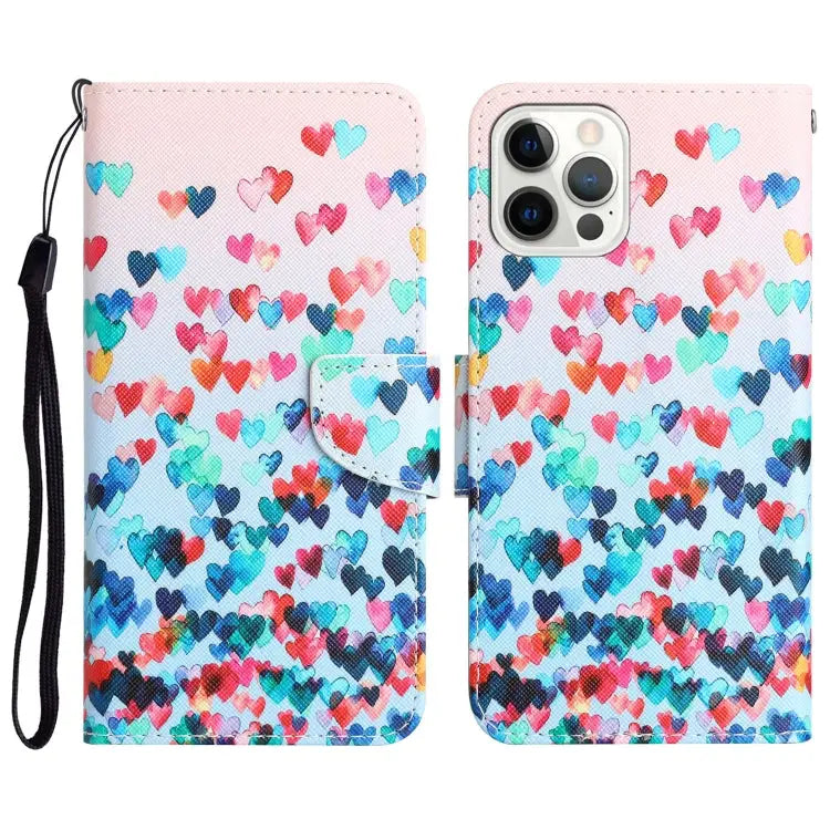 Colored Drawing Leather Phone Case For iPhone 11 Pro Max - For iPhone 11 Pro Max / Heart - Apple Accessories