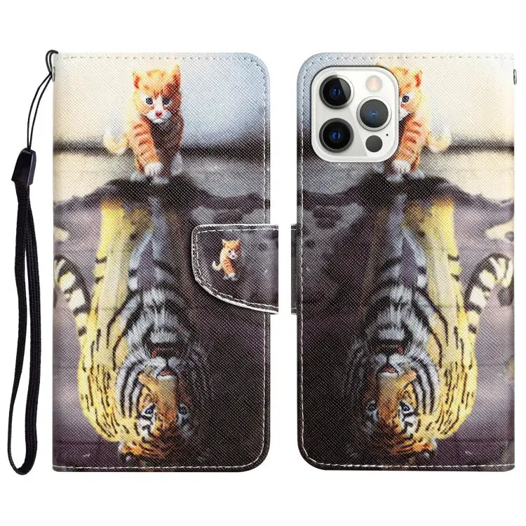 Colored Drawing Leather Phone Case For iPhone 11 Pro Max - For iPhone 11 Pro Max / Tiger - Apple Accessories
