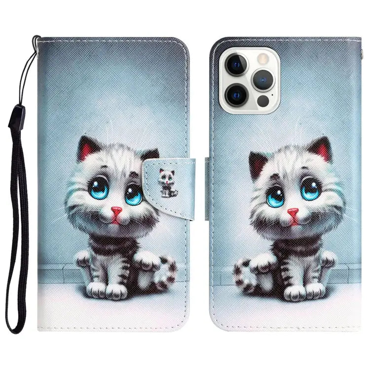 Colored Drawing Leather Phone Case For iPhone 12 / 12 Pro - For iPhone 12 / 12 Pro / Blue Eyes - Apple Accessories
