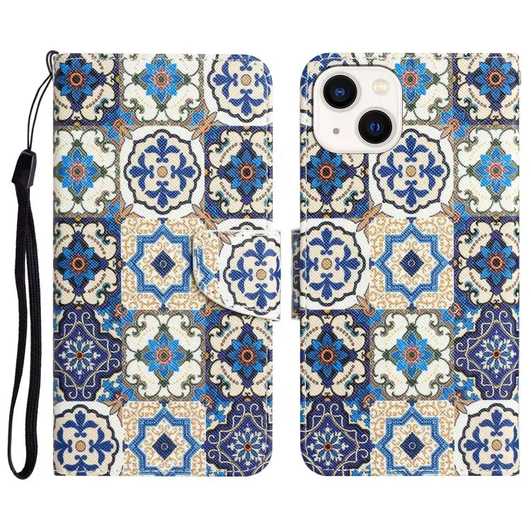 Colored Drawing Leather Phone Case For iPhone 13 - For iPhone 13 / Vintage Totem - Apple Accessories