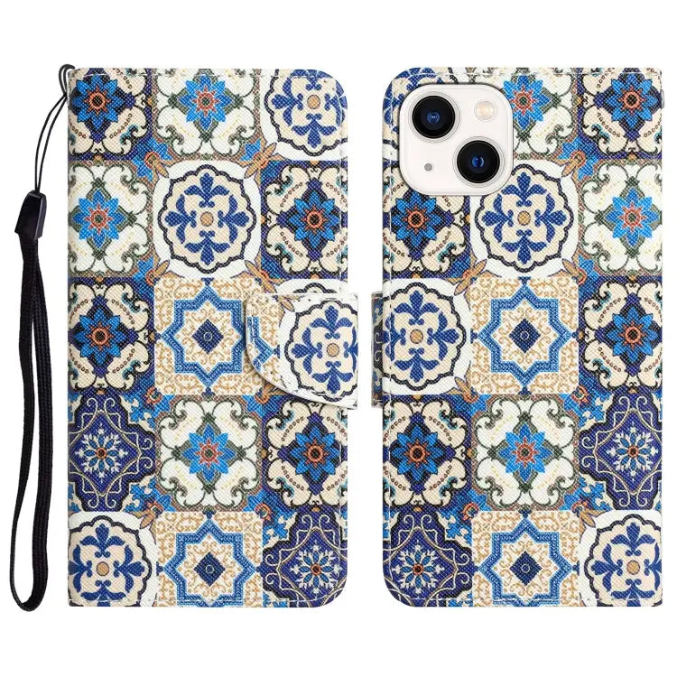 Colored Drawing Leather Phone Case For iPhone 14 Plus - For iPhone 14 Plus / Vintage Totem - Apple Accessories