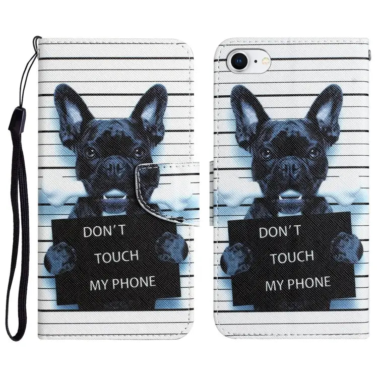 Colored Drawing Leather Phone Case For iPhone 7 / 8 - For iPhone 7 / 8 / Black Dog - Apple Accessories