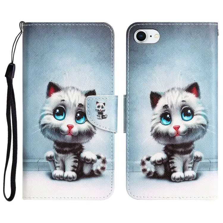 Colored Drawing Leather Phone Case For iPhone 7 / 8 - For iPhone 7 / 8 / Blue Eyes - Apple Accessories