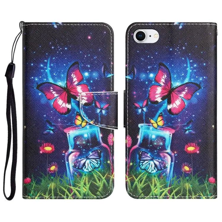 Colored Drawing Leather Phone Case For iPhone 7 / 8 - For iPhone 7 / 8 / Bottle Butterfly - Apple Accessories