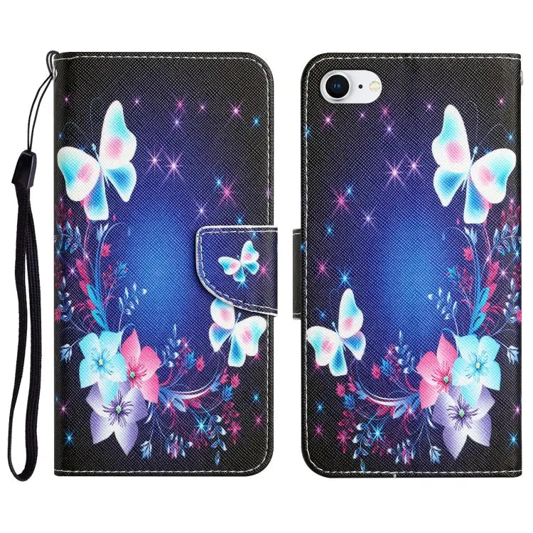 Colored Drawing Leather Phone Case For iPhone 7 / 8 - For iPhone 7 / 8 / Butterfly - Apple Accessories