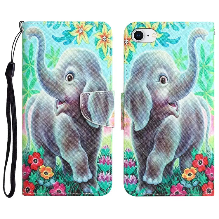 Colored Drawing Leather Phone Case For iPhone 7 / 8 - For iPhone 7 / 8 / Elephant - Apple Accessories