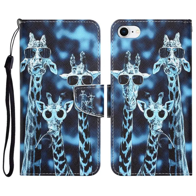 Colored Drawing Leather Phone Case For iPhone 7 / 8 - For iPhone 7 / 8 / Giraffes - Apple Accessories