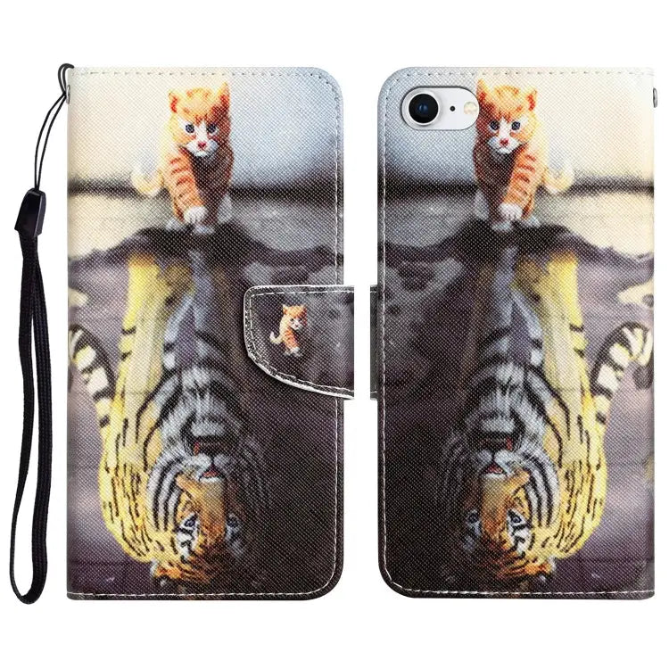 Colored Drawing Leather Phone Case For iPhone 7 / 8 - For iPhone 7 / 8 / Tiger - Apple Accessories