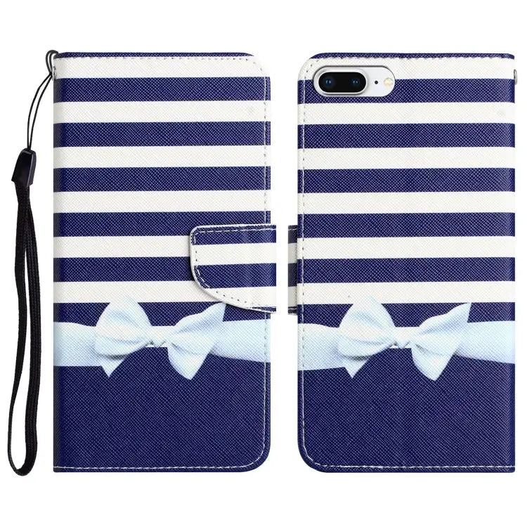 Colored Drawing Leather Phone Case For iPhone 7 Plus / 8 Plus - For iPhone 7 Plus / 8 Plus / Bow Knot - Apple