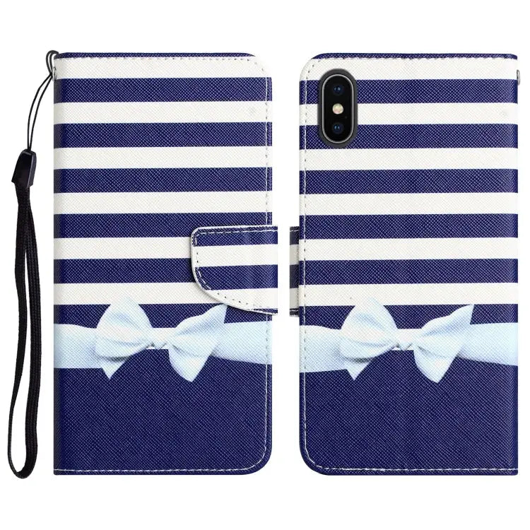 Colored Drawing Leather Phone Case For iPhone XS Max - For iPhone XS Max / Bow Knot - Apple Accessories