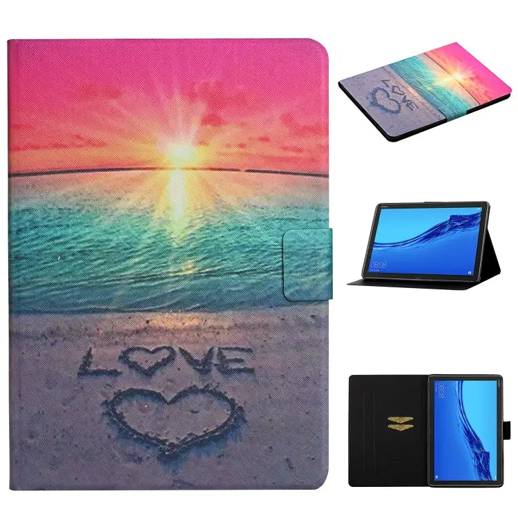Colored Drawing Pattern Horizontal Flip Leather Case with Holder & Card Slots & Sleep / Wake-up Function For Huawei