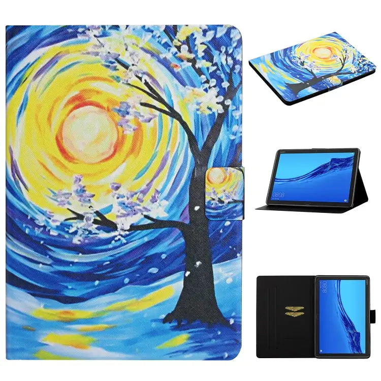 Colored Drawing Pattern Horizontal Flip Leather Case with Holder & Card Slots & Sleep / Wake-up Function For Huawei