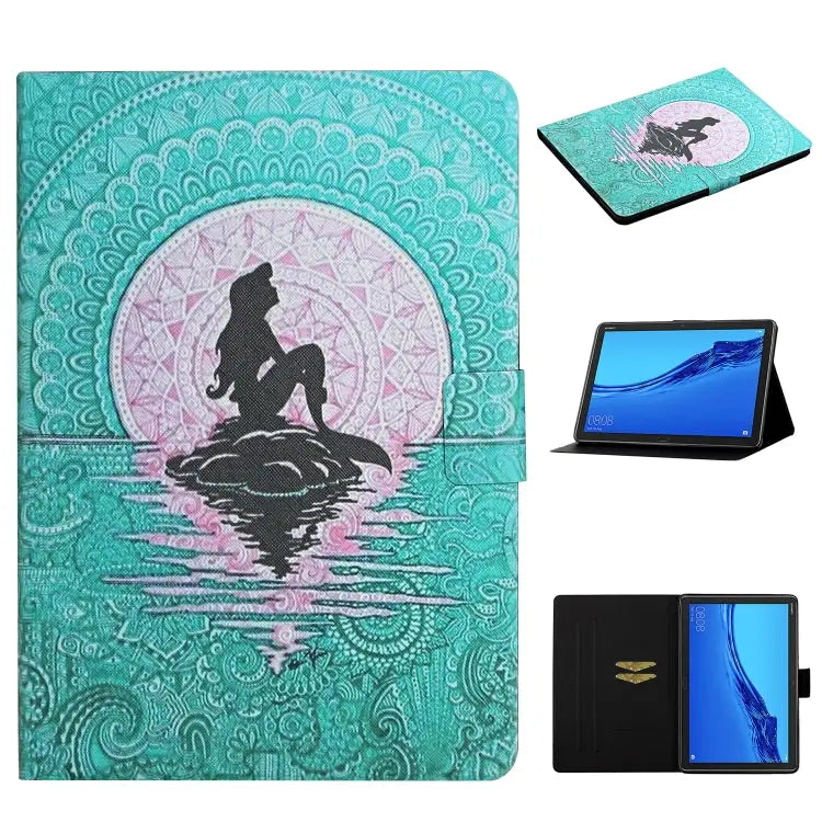 Colored Drawing Pattern Horizontal Flip Leather Case with Holder & Card Slots & Sleep / Wake-up Function For Huawei