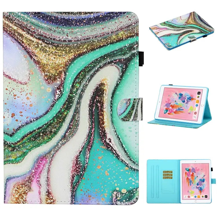 Colored Drawing Stitching Horizontal Flip Leather Case with Holder & Card Slots & Sleep / Wake-up Function For iPad