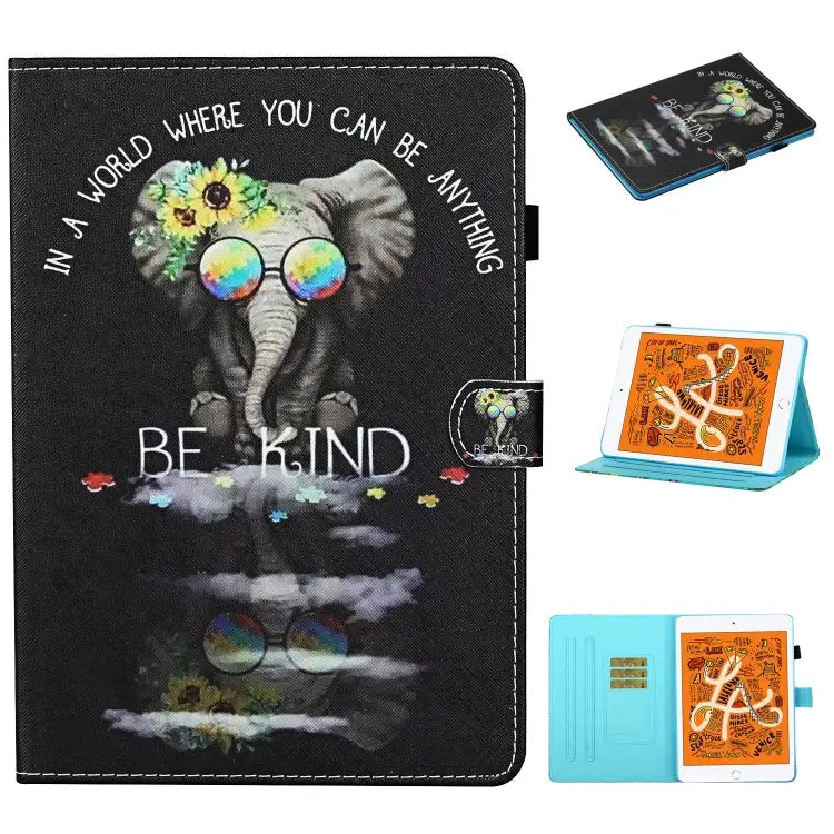 Colored Drawing Stitching Horizontal Flip Leather Case with Holder & Card Slots & Sleep / Wake-up Function For iPad